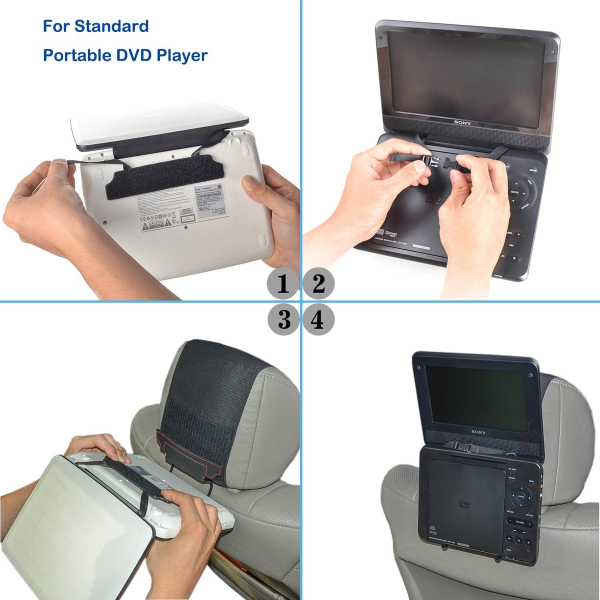 TFY Universal Car Headrest Mount Holder for Portable DVD Player