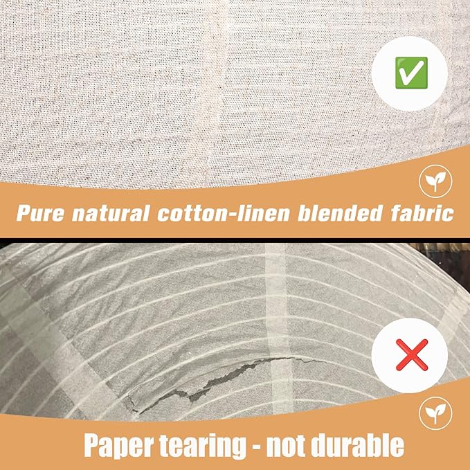 oetmilc-2PCS Hanging Lamp Shade Can replace Large paper lantern 20INCH Linen Pendant Light Shade Round Off-White Handmade Fabric Lampshades Decorations Suitable for the Living room Hallway Bedroom