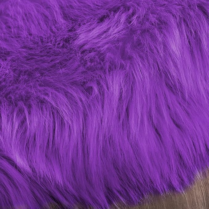 Latepis Washable Runners 2x6 Fluffy Shaggy Rug Purple Faux Sheepskin Fur Rug Small Soft Furry Rugs for Living Room Bedroom Sofa Cute Room Decor Runner
