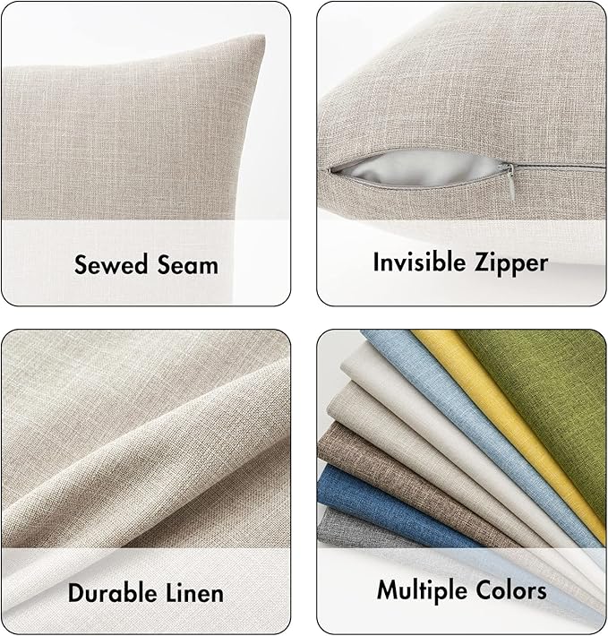 MIULEE Pack of 2 Decorative Linen Burlap Textured Pillow Covers Farmhouse Boho Accent Lumbar Pillowcases Spring Home Decor for Couch Sofa Bedroom Living Room 12x20 Inch Taupe