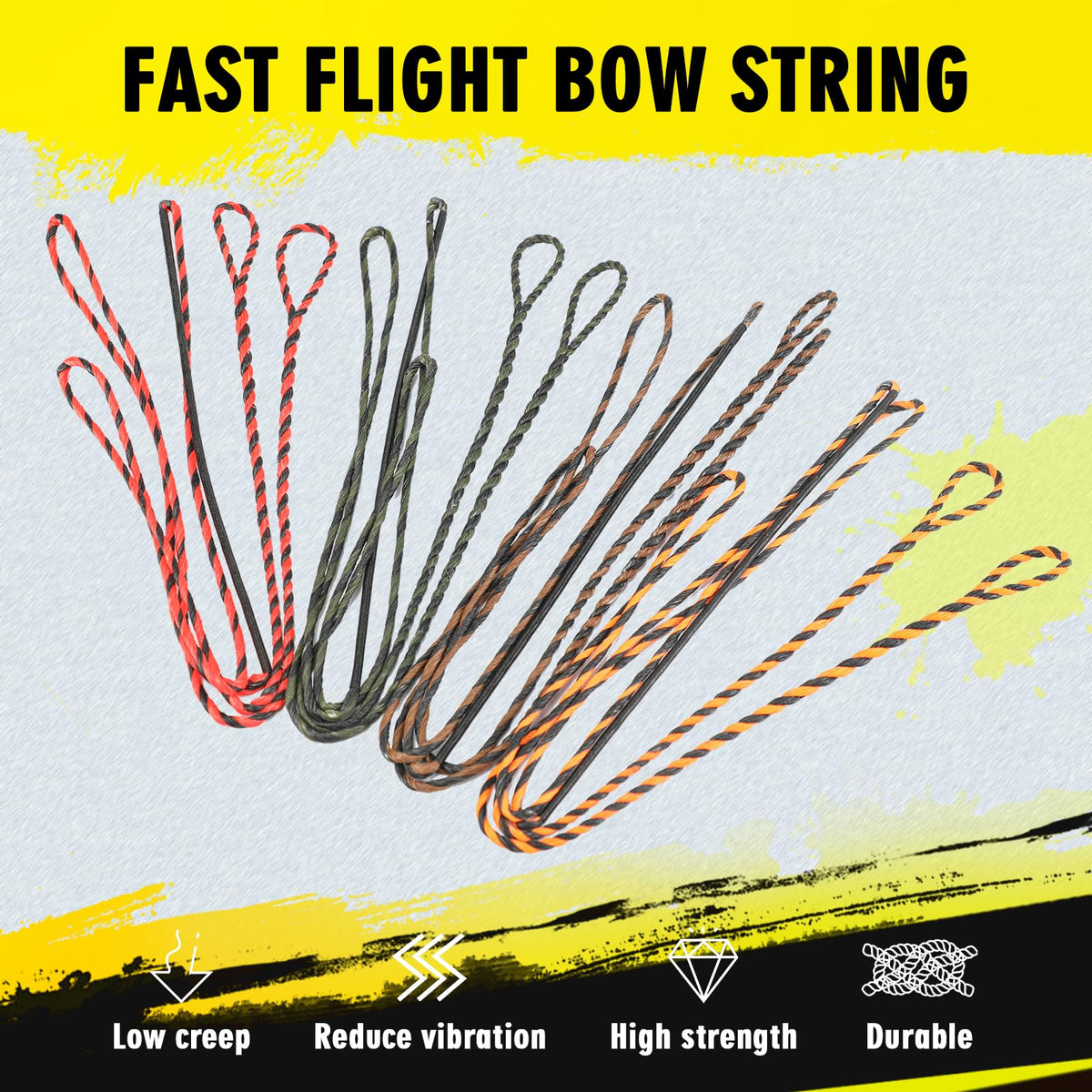 LWANO D97 Flemish Twist Bow String - Handmade Fast Flight Bow String Replacement Bowstring for Traditional Longbow Recurve Bow (Black+Brown, AMO 54"(Actual Length 51"))