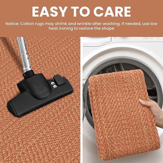 IOHOUZE Small Area Rug 2x3 Washable Woven Rugs for Entryway Non Slip Rubber Backed Front Door Rugs Indoor Doormat Throw Rug Floor Carpet for Entrance Kitchen, Rustic Orange