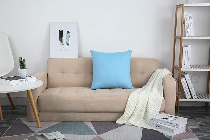 TangDepot Handmade Decorative Solid 100% Cotton Canvas Throw Pillow Covers/Cushion Covers, 45 Colors Available - (16" x16" , Sky Blue, 2 Count (Pack of 1))