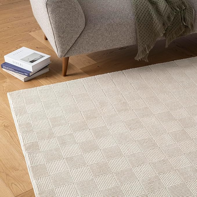 Revival Rugs Willow 8'x10' Washable Area Rug for Living Room Bedroom - 100% Recycled Oeko-TEX Certified, Medium Pile, Beige, Cream