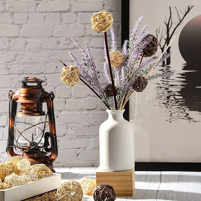 Patelai 36 Pcs Wicker Rattan Balls Decorative Balls for Vase Centerpiece Bowls Orbs Filler for Home Decor,4 Sizes