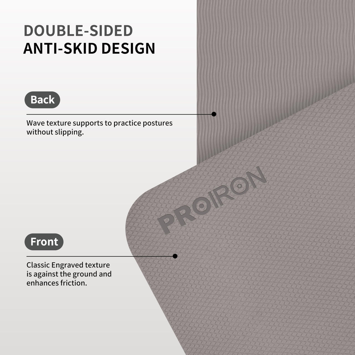PROIRON Foldable 72"x24"x0.24"(6mm) TPE Travel Yoga Mat, Folding Mat Thick for Home Workout & Travel, Non Slip Yoga Mats with Carry Bag, Packable Pilates Mat for Home Gym, Pilates, Fitness, Stretching-Brown
