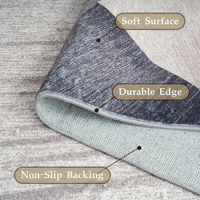 HOMFINE Washable Modern Area Rug - Geometry Style 5x7 Rugs for Living Room, Bedroom, Machine Washable Rug Soft Non Slip Non Shedding Area Rug - Green, 5'x7'