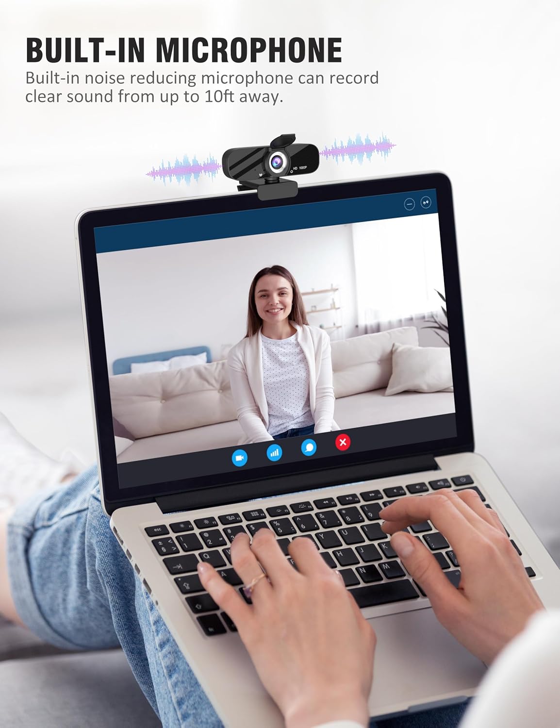 GOZVRPU 1080P Streaming-Black-1 HD Webcam with Built-in Microphone, Rotatable Tripod, Wide-Angle Lens,Privacy Cover