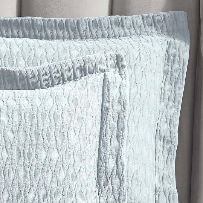 Superior 3 Piece Cotton Bedspread Set, Home Bed Decor, Decorative Bed Spread, 2 Pillow Shams, Medium Weight Blanket, Matelasse Coverlet, Bedding Essentials, Calvert Collection, Full, Sky Blue