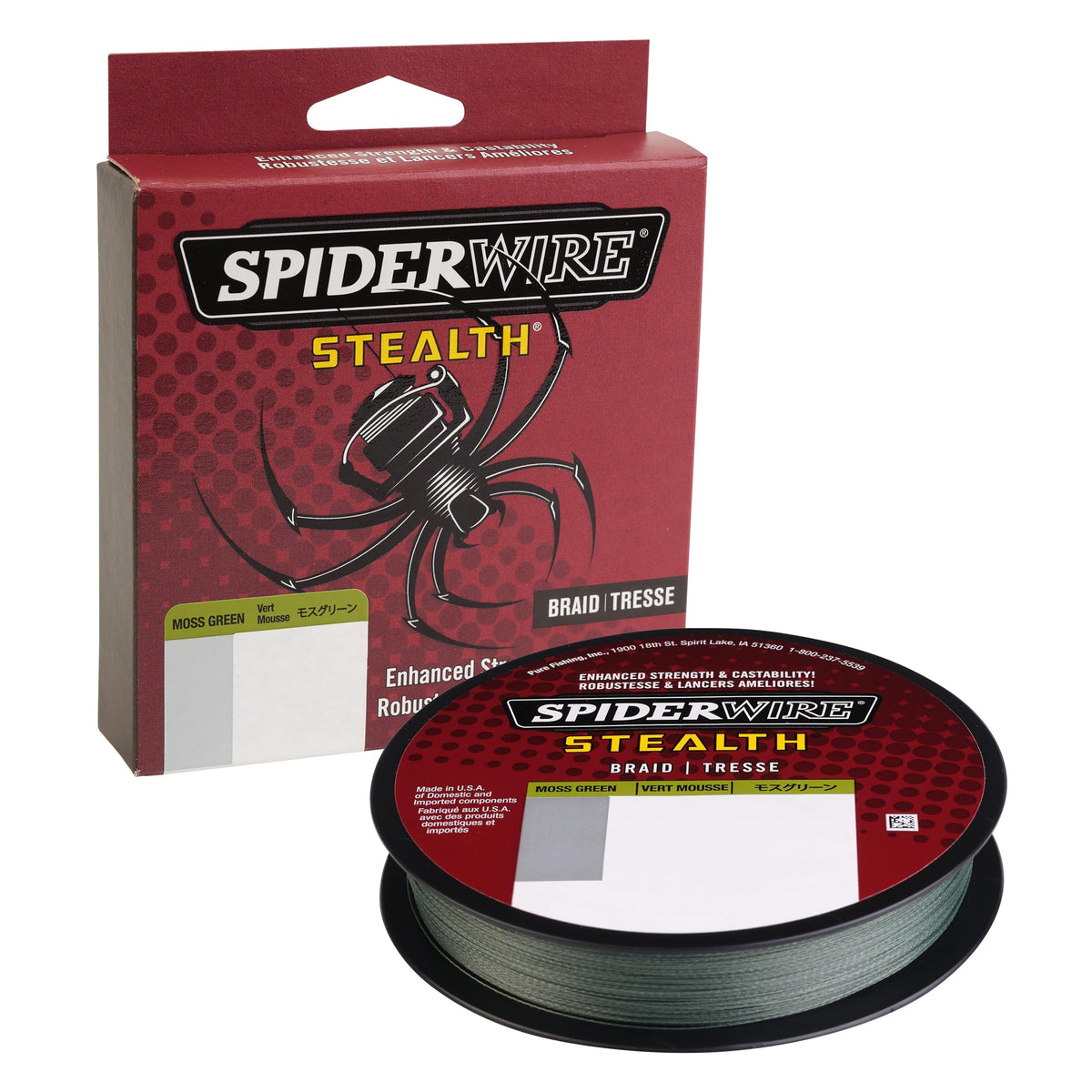 SpiderWire Stealth® Superline, Moss Green, 20lb | 9kg, 300yd | 274m Braided Fishing Line, Suitable for Freshwater and Saltwater Environments
