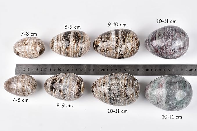 AMOYSTONE Natural Morocco Jasper Egg with Stone Base for Home Decor Ornamet Specimen Large, Single Height 3-3.5"