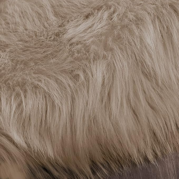 Latepis Runner Faux Fur Rug Camel Beige 2x6 Rugs Fluffy Furry Washable Sheepskin Rug Small Area Rugs for Living Room Sofa Bedroom Carpets Sheepskin