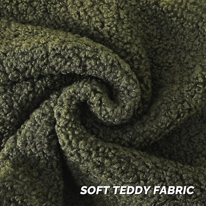 FUTEI Olive Green Throw Pillow Covers 22x22 Inch Set of 2,Furry Faux Fur Teddy Boucle Textured Cushion Covers,Soft Fluffy Decorative Pillow Case,Home Decor for Couch Bed Living Room Office Car