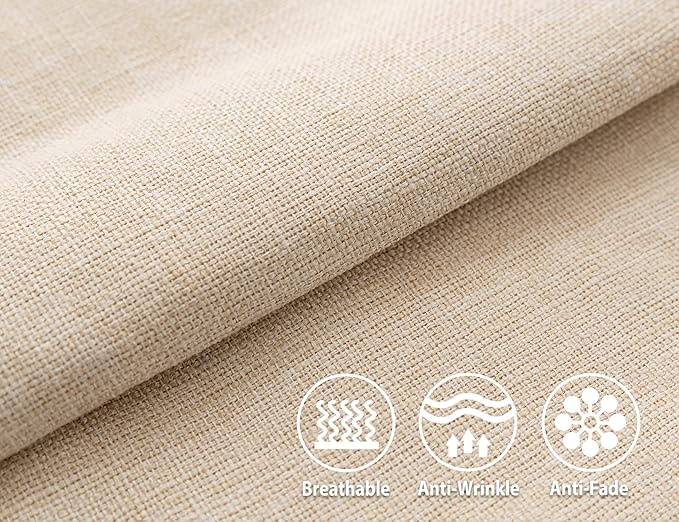 Stellhome Linen Throw Pillow Covers Square Solid Burlap Cushion Covers for Bed Couch Sofa Bench, 24 x 24 inch (60 x 60 cm), Beige, Set of 2