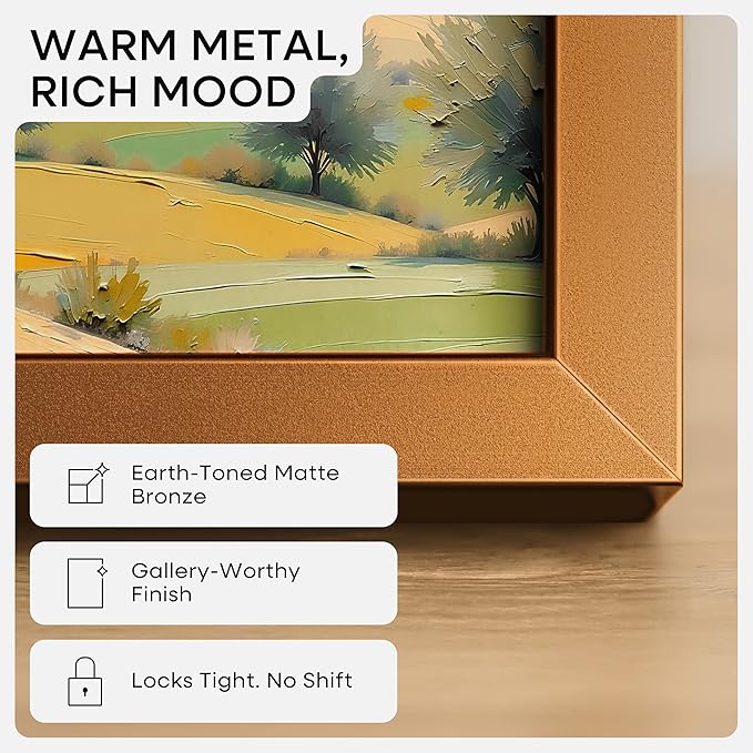 Homeforia 16x16 Picture Bronze Frames, High End Metal 16 x 16 Square Poster Frame with Mat 12 x 12 Photo, 16x16 Brass Frame Matted to 12x12 Print, 16by16 Thin Frames, Tempered Glass, Wall Kit, Set of 2