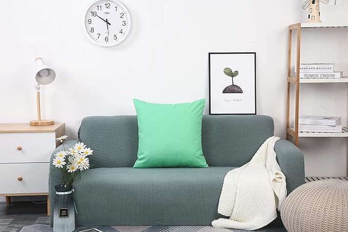 TangDepot Handmade Decorative Solid 100% Cotton Canvas Throw Pillow Covers/Cushion Covers, 45 Colors Available - (16" x 16" , Mint Green, 1 Count (Pack of 1))