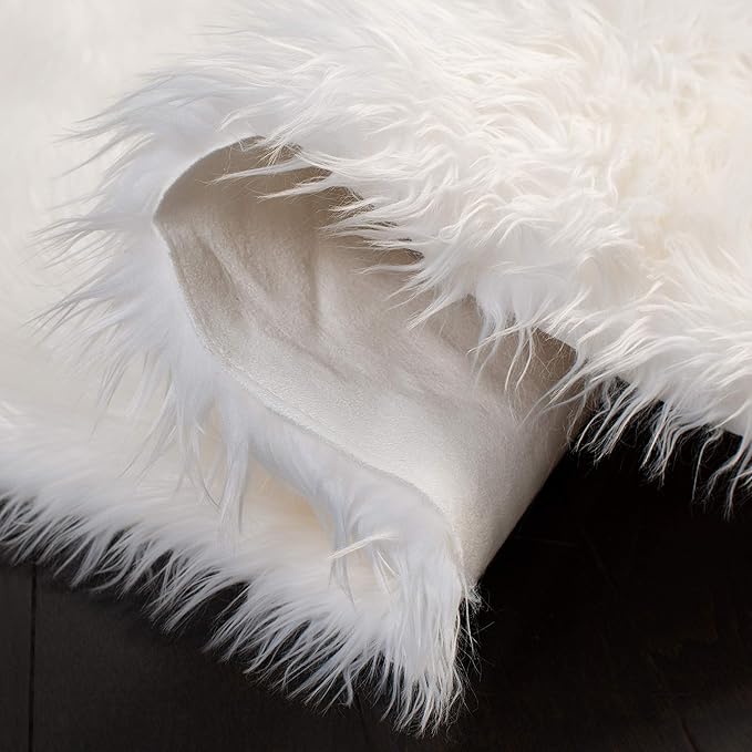 SAFAVIEH Faux Sheep Skin Collection 8' x 10' Ivory FSS115A Silken Glam 2.35-inch Thick Area Rug