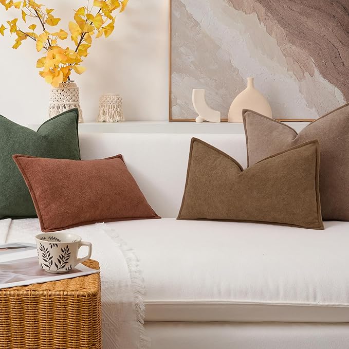 Kevin Textile Waterproof Decorative Pillow Covers Rust 16x16 Inch Pack of 2 Soft Boucle Textured Throw Pillowcases Elegant Accent Pillows for Couch Sofa Chair Bed Home Decor Indoor Outdoor