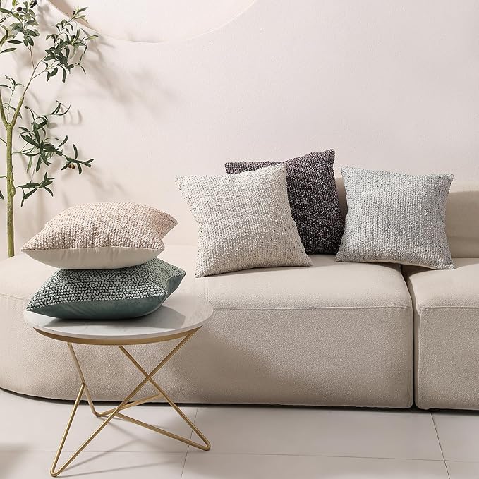 Striped Throw Pillow Covers 18x18 Set of 2 Colorful PurpleTextured Boucle Chic Morden Boho Accent Farmhouse Square Decorative Couch Pillow Covers for Home Decor Bed Sofa Living Room