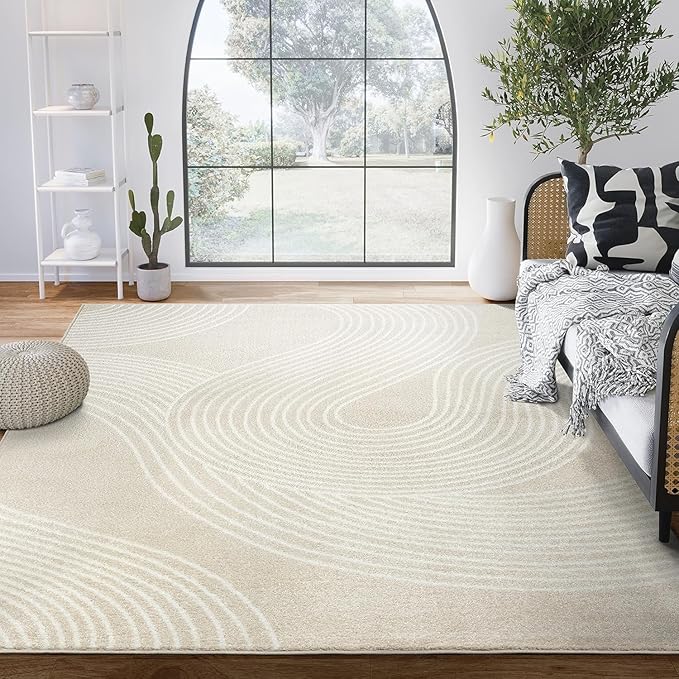 Abani Nuevo Collection Area Rug - Transitional Beige/Cream Design -2' x 3' - Easy to Clean - Durable for Kids and Pets - Non-Shedding - Medium Pile - Soft Feel - for Living Room, Bedroom & Office