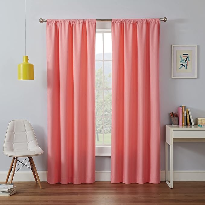 ECLIPSE Kendall Modern Blackout Thermal Rod Pocket Window Curtain for Bedroom or Living Room (1 Panel), 42" x 63", Coral