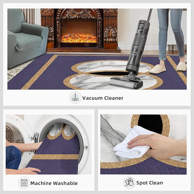 Marble Area Carpet Elegant Purple Marble Area Rugs for Living Room Modern Minimalist Rug Modern Light Luxury Geometric Carpet for Bedroom Entrance Door 7x10ft