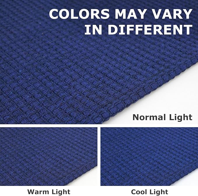 IOHOUZE Small Area Rug 2x3 Washable Woven Rugs for Entryway Non Slip Rubber Backed Front Door Rugs Indoor Doormat Throw Rug Floor Carpet for Entrance Kitchen, Royal Blue/Navy