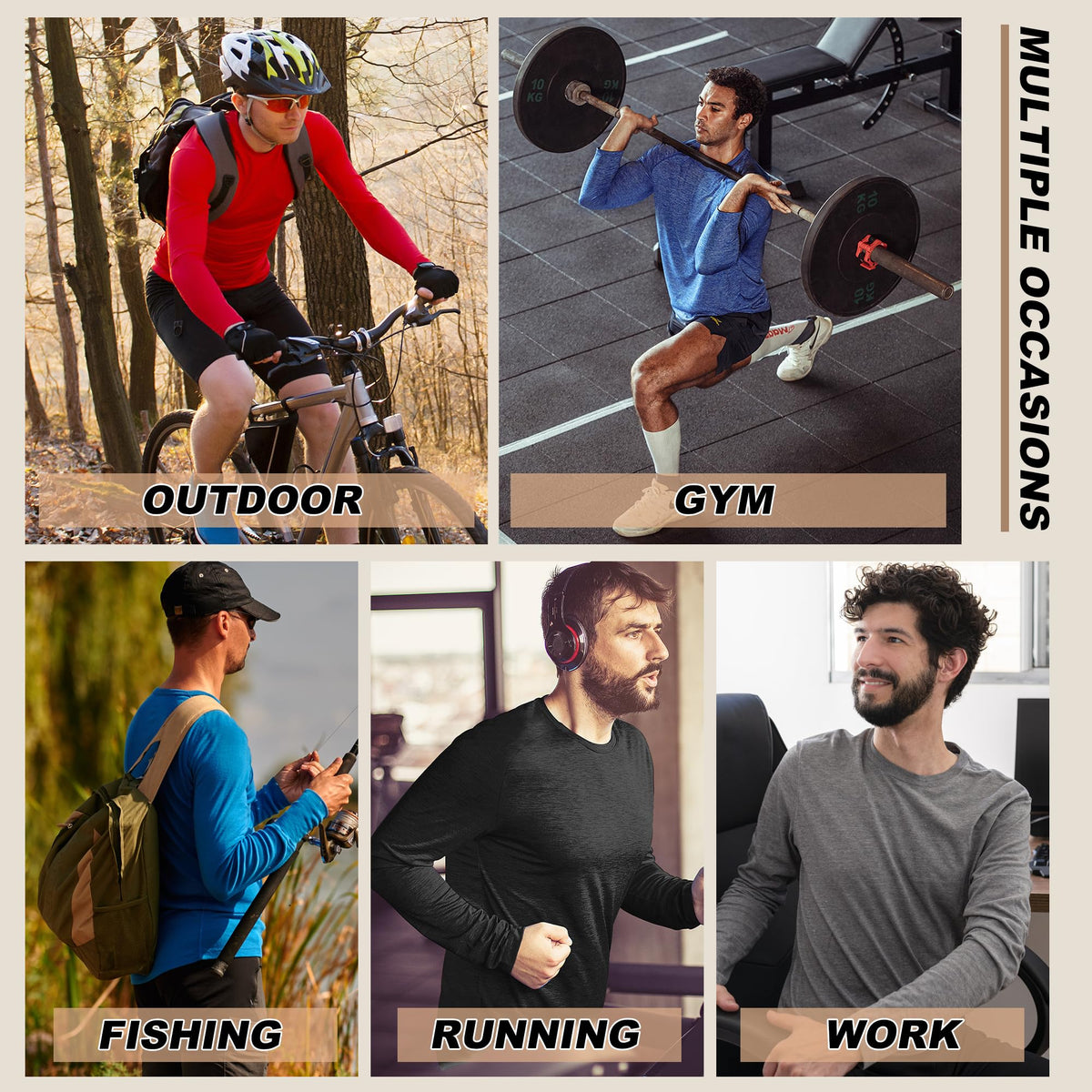 MLYENX 5 Pack Long Sleeve Shirts for Men UPF 50+ UV Sun Protection Quick Dry Moisture Wicking Workout Tee Shirts 2XL