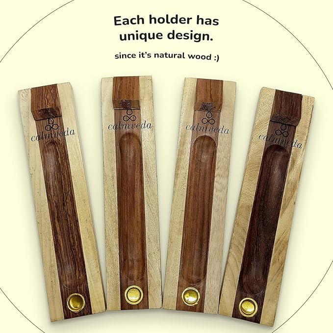 Rosewood Incense Holder for Sticks - 11 Inch Handmade Dual Incense Burners with Cone Holder | Beautiful Natural Wood Incense Stick Holder, for Meditation or Yoga Lovers