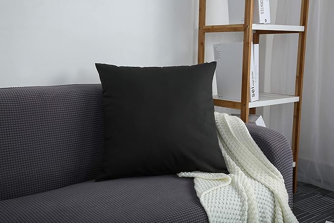 TangDepot Handmade Decorative Solid 100% Cotton Canvas Throw Pillow Covers/Pillow Shams, (14"x14", Charcoal Gray)