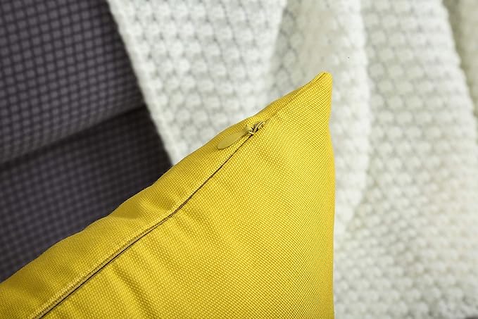 TangDepot Handmade Decorative Solid 100% Cotton Canvas Throw Pillow Covers/Pillow Shams, (26" x26" , Deep Yellow, 1 Count (Pack of 1))