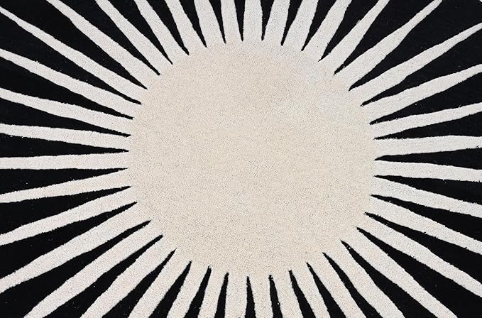 Modern Round Area Rug – Hand-Tufted with 100% NZ Wool, Thick & Soft Circular Carpet for Living Room, Bedroom & Dining Room Decor (Black, 5' Round)