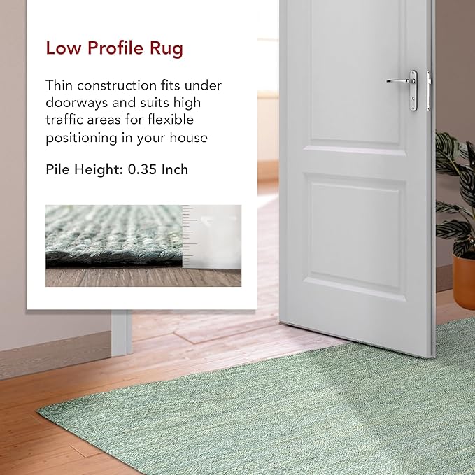 Nuloom Rigo Green, 2'6" x 6', Handmade, Jute, Soft and Textured, High Traffic, Stain Resistant, Easy Clean, Durable Runner for Bedroom, Living Room, Dining Space, Den, Foyer, Entryway
