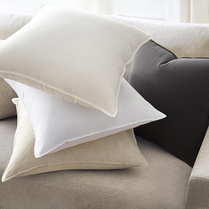Neutral Grey Linen Pillow Covers Pack of 4 Decorative Natural Solid Throw Pillow Covers Soft Accent Boho Farmhouse Couch Pillowcases Modern Home Decors for Living Room Bed Sofa 20x20 Inch
