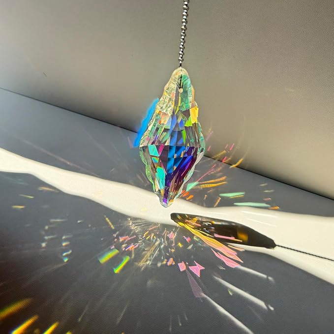 3PCS 5" Large Crystal Sun Catcher Prisms, Hanging Suncatchers with Glass Prism, Rainbow Maker for Room, Windows,Garden,Fantasy Aesthetic Home Decor. (YGBS02)