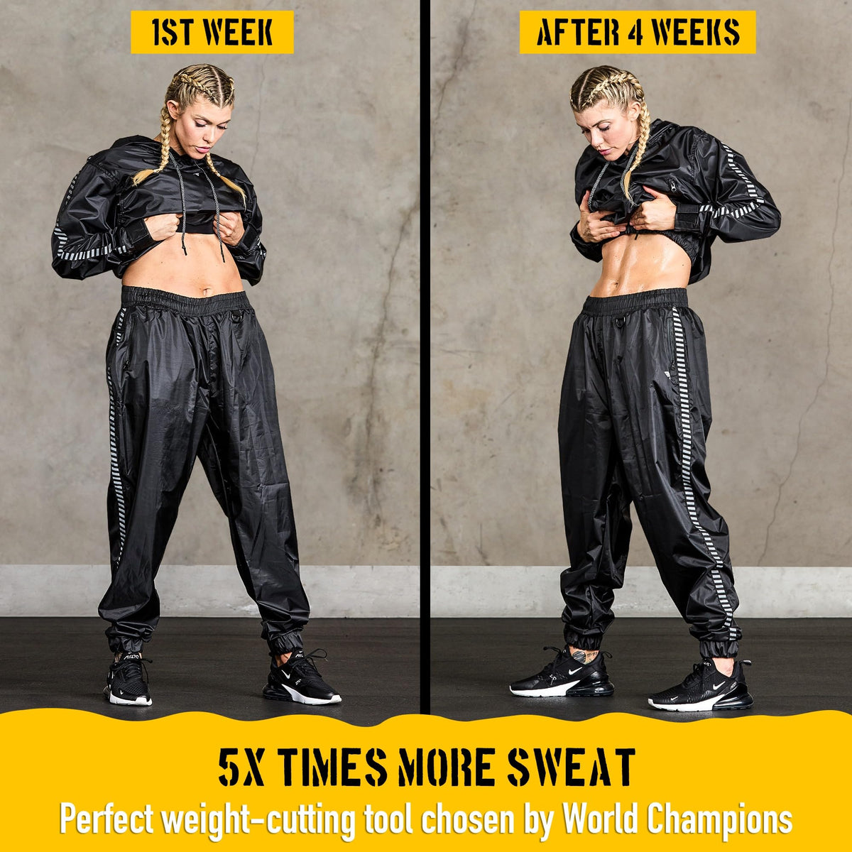 Elite Sports Sauna Suit for Weight Loss Men & Women Boxing MMA Wrestlers Gym Sweat Hoodie Sauna Suits Wrap Full Body Workout (Black, 3X-Large)