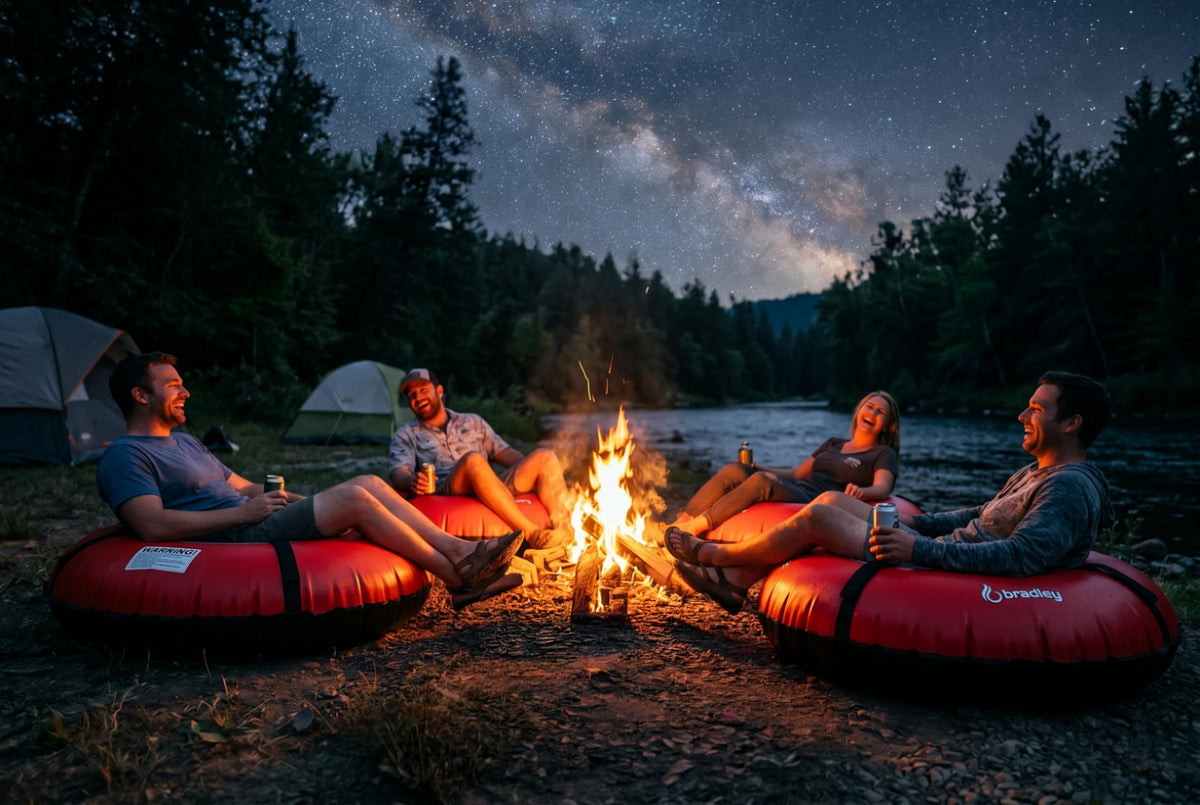 Pack of Two Bradley Heavy Duty Tubes for Floating the River; Whitewater Water Tube; Rubber Inner Tube with Cover for River Floating; Linking Tandem River Tubes; River raft Tube Red