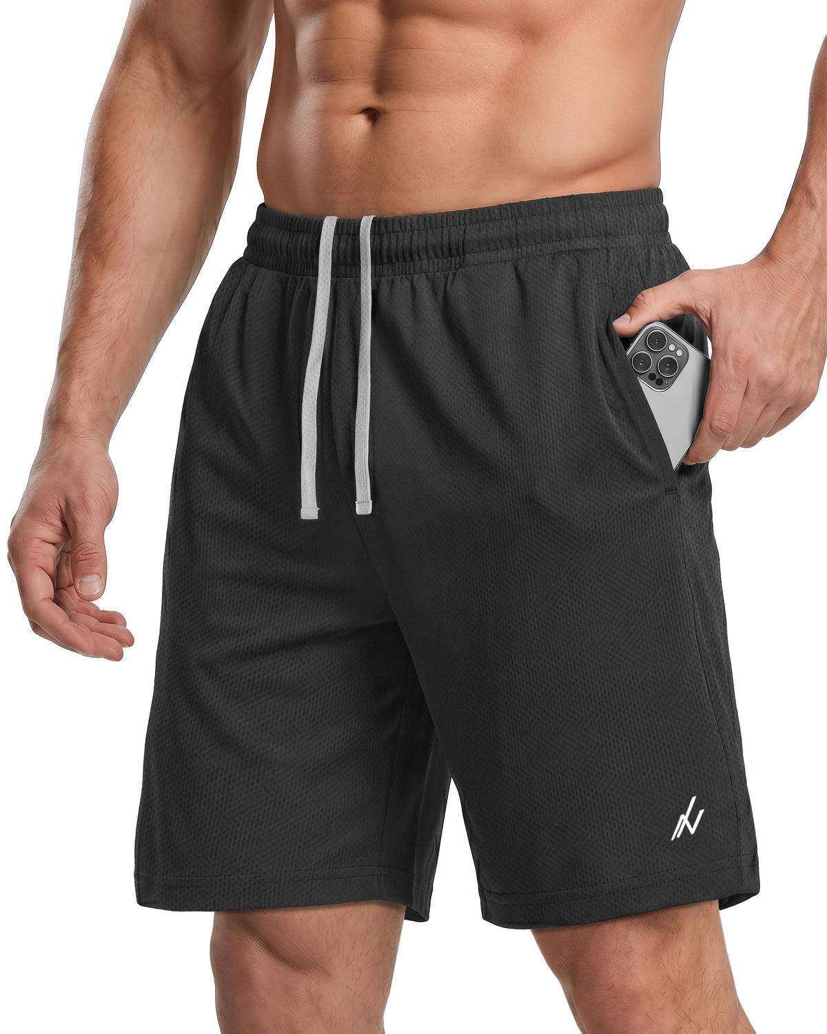 NY Threads Men's Athletic Shorts Quick Dry Loose-Fit Lightweight Running Workout Gym Shorts with Pockets, X-Large, Dark Grey