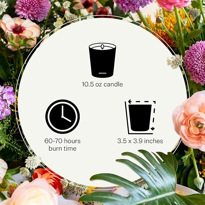Apotheke Signature Scented Candles for Home, Black Iris Oak - 10.5 oz - Soy Wax, Non Toxic, Large Jar White - Luxury Candle Gifts for Women & Men - Black Pepper, Cinnamon, Musk, and Violet