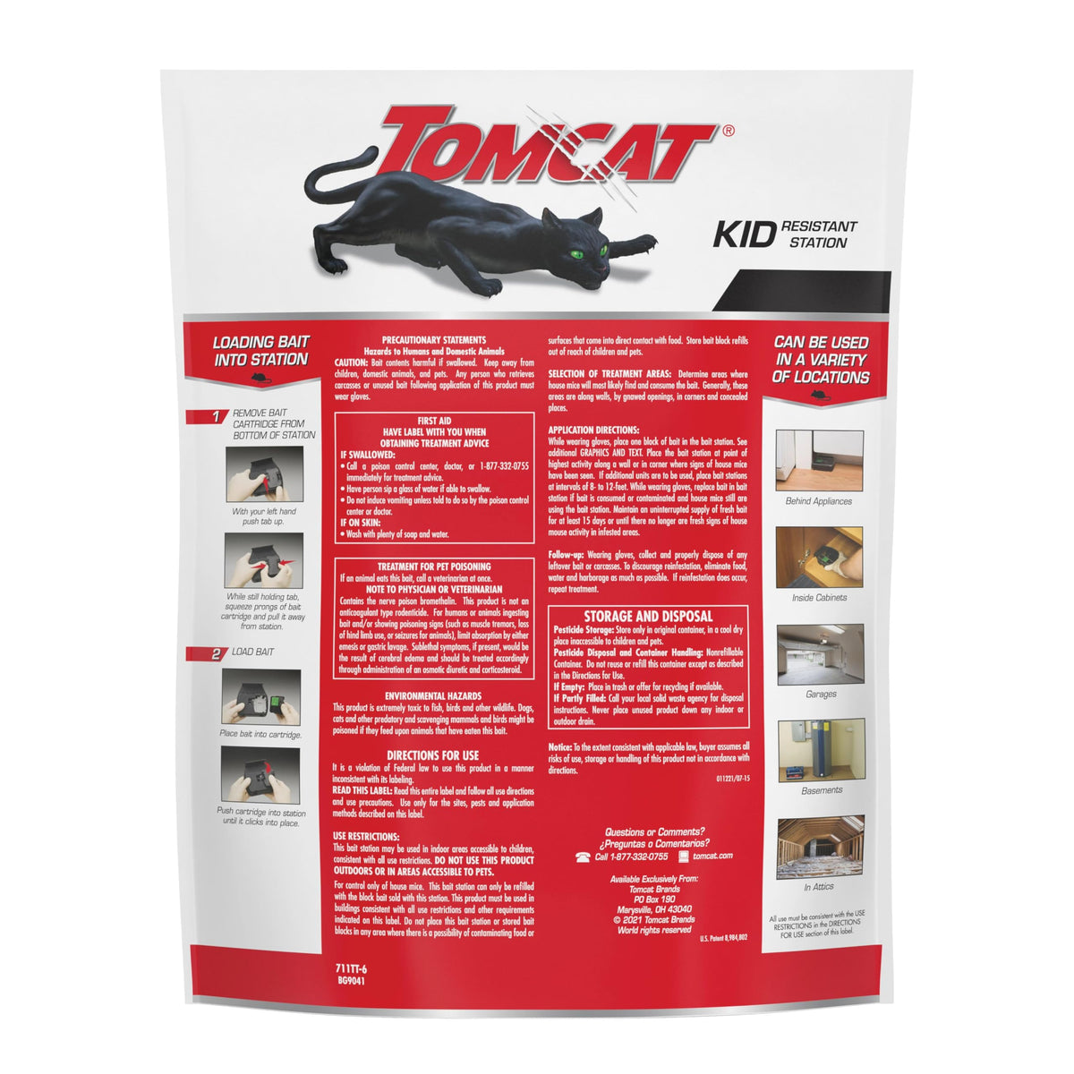 Tomcat Mouse Killer(e), Child Resistant, Refillable Station - Weather-Resistant Indoor/Outdoor Bait Station with Clear Monitoring Lid, 1 Station and 32 Bait Blocks