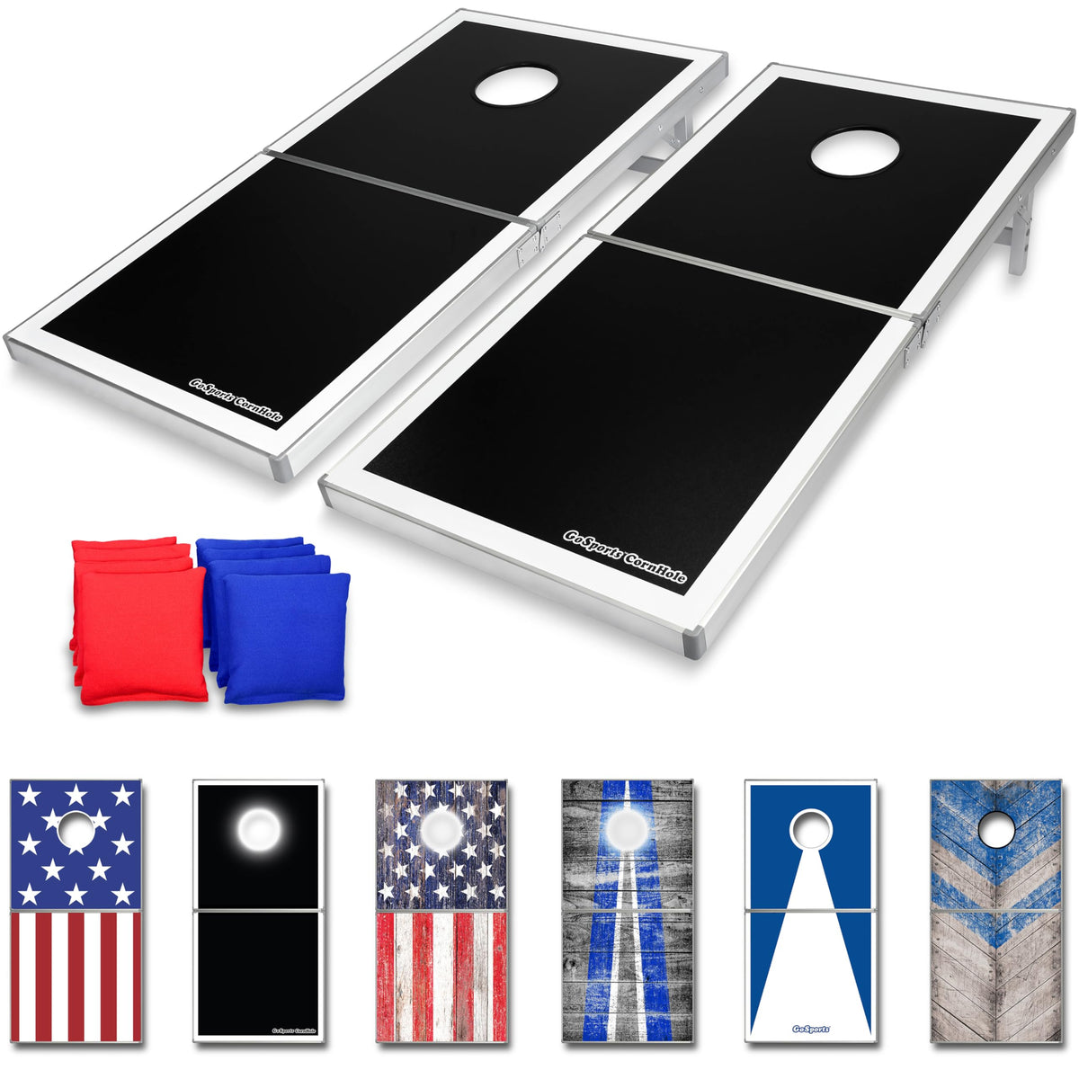 GoSports Cornhole PRO Regulation Size Bean Bag Toss Game Set (Black)