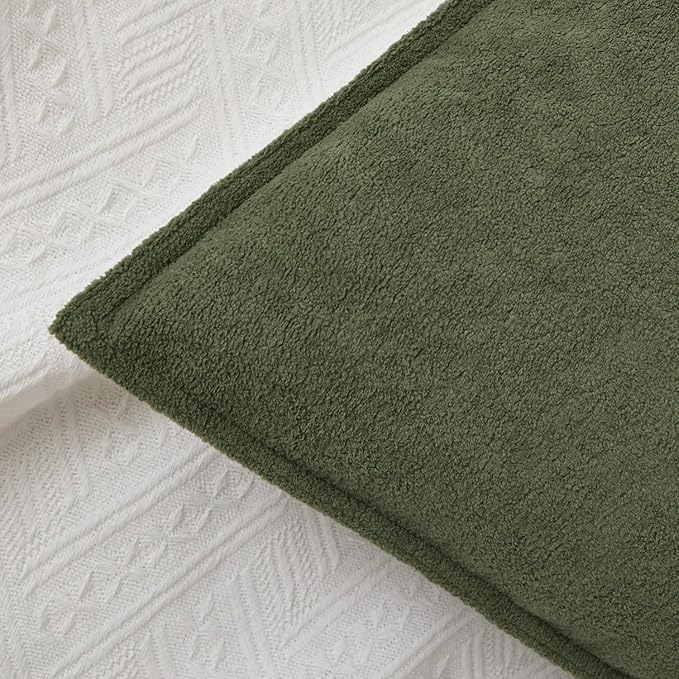 Kevin Textile 14x36 Inch Long Lumbar Cover 1 Pack Soft Boucle Textured Decorative Waterproof Rectangle Cushion Elegant Accent Pillows for Couch Sofa Chair Bed Home Decor Indoor Outdoor Olive Green