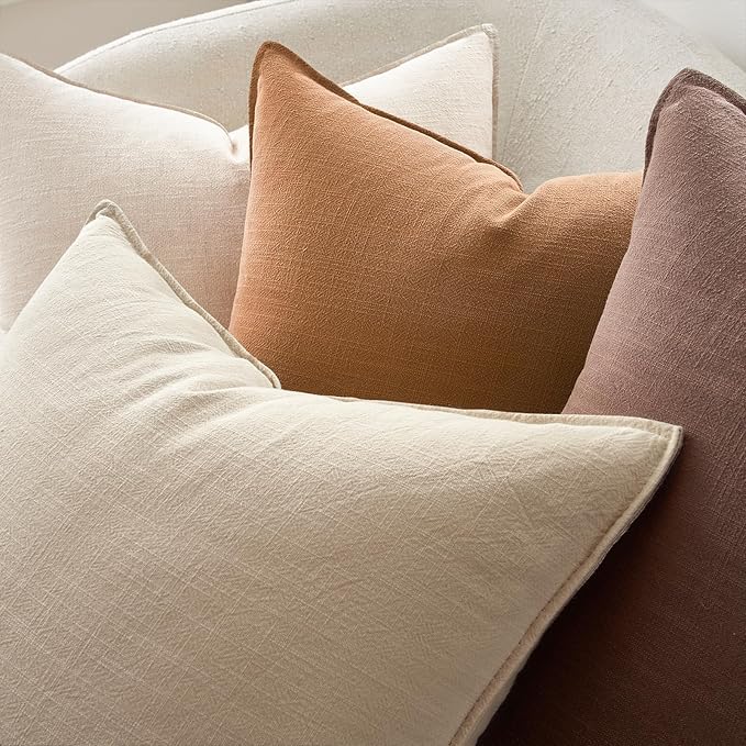 Brown Pillow Covers Pack of 4 Decorative Throw Pillow Covers Soft Accent Pillows Boho Couch Cushion Covers Modern Home Decor for Living Room Bed Sofa 16x16 Inch