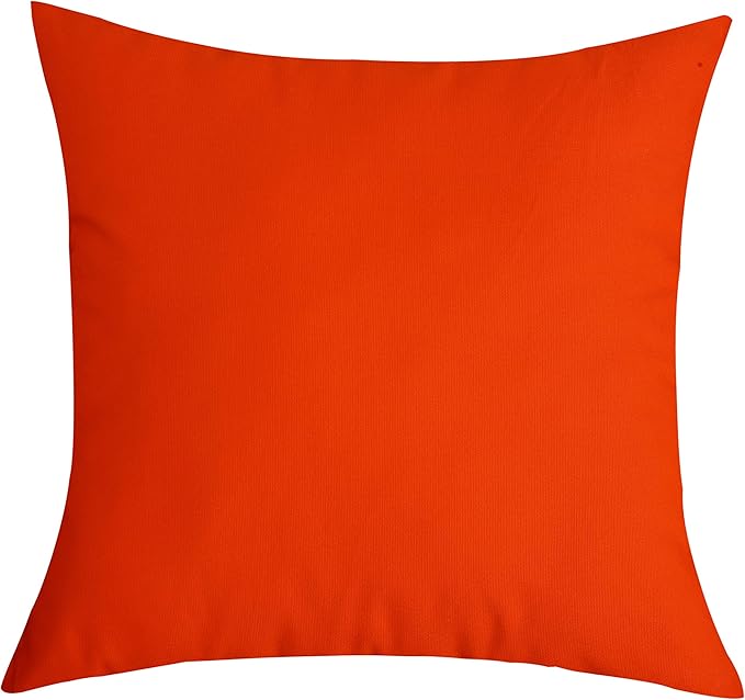 TangDepot Set of 2 Handmade Decorative Solid 100% Cotton Canvas Throw Pillow Covers/Cushion Covers, 45 Colors Available - (18"x18" 2 Pieces, Deep Orange)