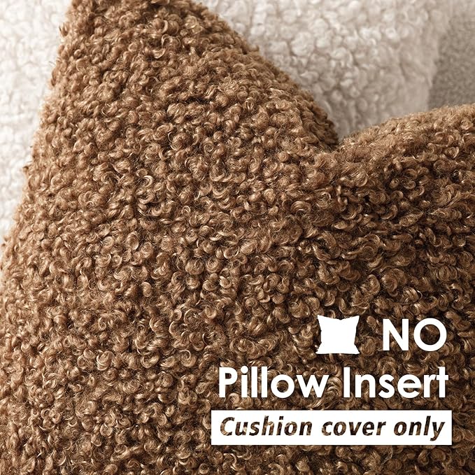 Foindtower 2 Pieces 16x16 Inch Dark Bronze, Faux Fur Throw Pillow Cover Accent Sherpa Furry Pillow Covers Fuzzy Soft Pillowcases Cozy Sheepskin Decorative Fleece Cushion Case for Bed Couch Living Room