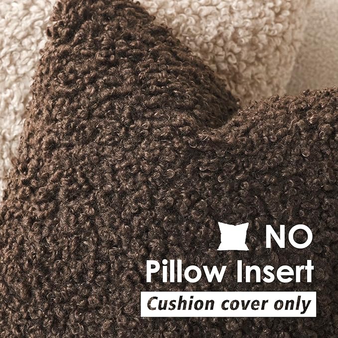 Foindtower 2 Pieces 16x16 Inch Dark Brown, Faux Fur Throw Pillow Cover Accent Sherpa Furry Pillow Covers Fuzzy Soft Pillowcases Cozy Sheepskin Decorative Fleece Cushion Case for Bed Couch Living Room
