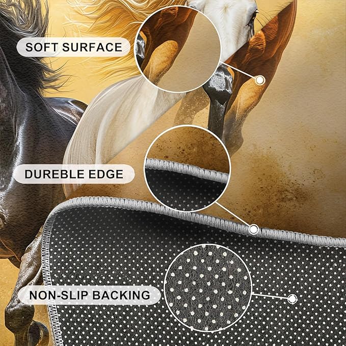 Horses 5x8 Area Rugs for Living Room Stouts Washable Rug Desert Landscape Rug Non Slip Low Pile Soft Area Rugs for Bedroom Bedside Dining Room Kids