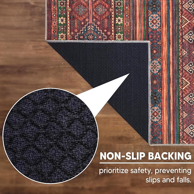 Keen Home Design 10x14 Rug - Machine Washable Area Rug with Non-Slip Backing, Ideal for Living Room, Dining Room, Bedroom - Vintage, Easy Clean, Durable, Low Pile Rug - (9'7" x 14')