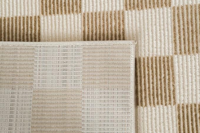 Revival Rugs Gambit 3'x5' Machine Washable Area Rug for Kitchen Bedroom - 100% Recycled Oeko-TEX Certified, Medium Pile, Camel, Beige