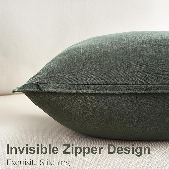 Pack of 4 Soft Linen Green Throw Pillow Covers for Couch Boho Nordic with Flange Edge Cushion Cases Olive Pillow Covers Home Decor for Couch Bed Balcony and Car Natural 20x20 Inch SageGreen